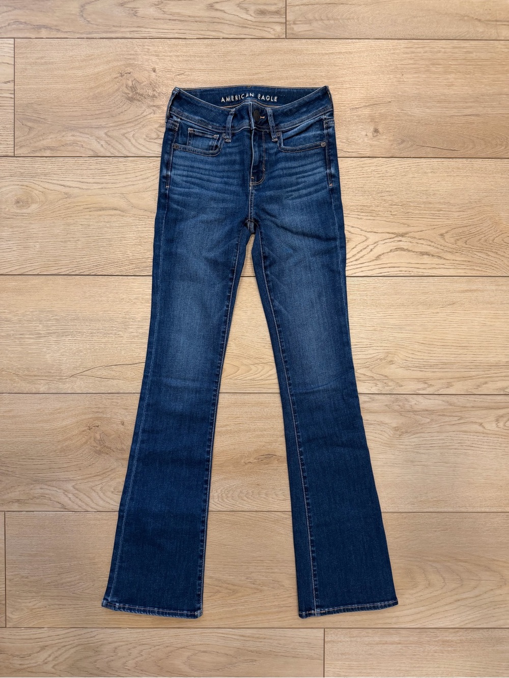 American Eagle Outfitters Women’s Dark Blue Kick Boot Jeans